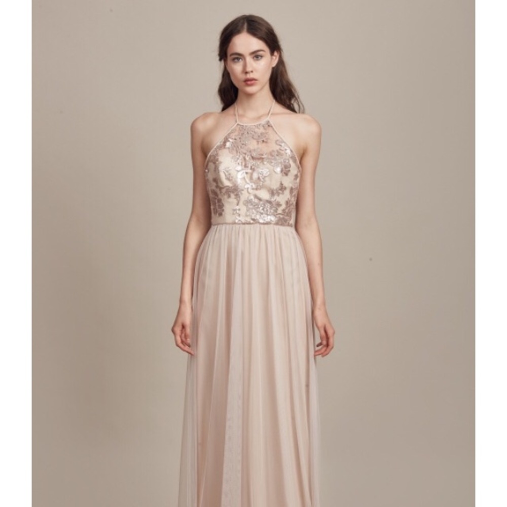 FORMAL DRESS,  AMSALE Size 4 Champagne